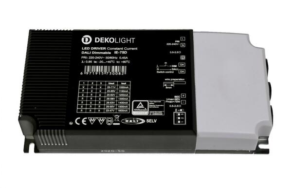 Deko-Light napájení BASIC, DIM, Multi CC, IE-75D konstantní proud 1050-1600 mA IP20 stmívatelné 25-70V DC 26,00-75,00 W 862194