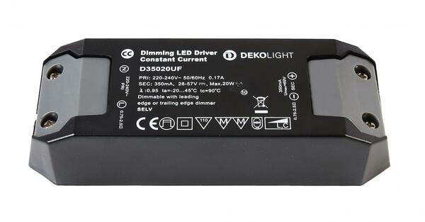 Deko-Light LED-napájení BASIC, DIM, CC, D35020UF/20W konstantní proud 350 mA IP20 stmívatelné 28-57V DC 9,80-20,00 W 862204