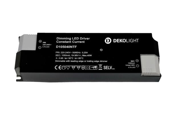 Deko-Light napájení BASIC, DIM, CC, D105040NTF/40W konstantní proud 1050 mA IP20 stmívatelné 19-38V DC 20,00-40,00 W 862209