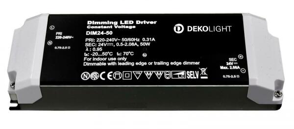 Deko-Light LED-napájení BASIC, DIM, CV, 24V 12-50W konstantní napětí 500-2080 mA IP20 stmívatelné 24V DC 12,00-50,00 W 862222