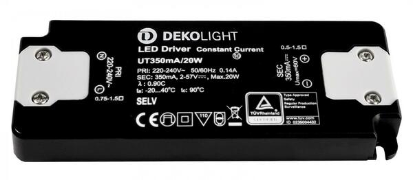 Deko-Light LED-napájení FLAT, CC, UT350mA/20W konstantní proud 350 mA IP20 2-57V DC 0,70-20,00 W 862224