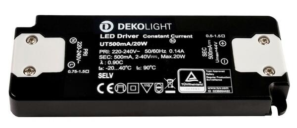 Deko-Light LED-napájení FLAT, CC, UT500mA/20W konstantní proud 500 mA IP20 2-40V DC 1,00-20,00 W 862226