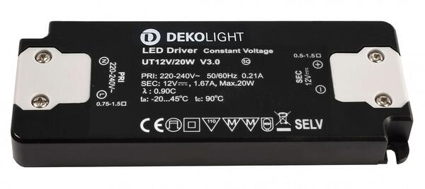 Deko-Light LED-napájení FLAT, CV, UT12V/20W konstantní napětí 0-1670 mA IP20 12V DC 20,00 W 862232