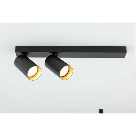 BIG WHITE (SLV) KAMI stropní přisazené svítidlo, double, long, 2x max. 10 W, GU10, černá/zlatá 1007729