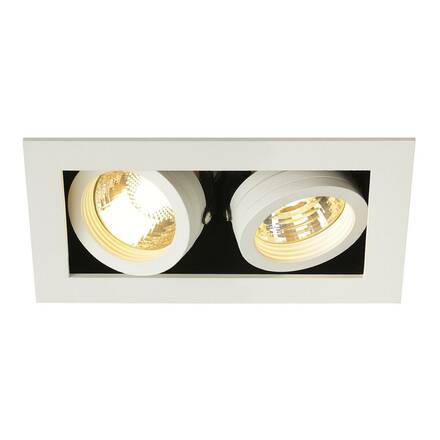 BIG WHITE KADUX 2, vestavné svítidlo, dvě žárovky, QPAR51, obdélníkové, bílé matné, max. 100 W, vč. upínacích pružin 115521
