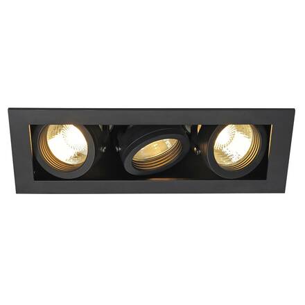 BIG WHITE KADUX 3, vestavné svítidlo, tři žárovky, QPAR51, obdélníkové, černé matné, max. 150 W, vč. upínacích pružin 115530