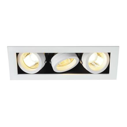BIG WHITE KADUX 3, vestavné svítidlo, tři žárovky, QPAR51, obdélníkové, bílé matné, max. 150 W, vč. upínacích pružin 115531