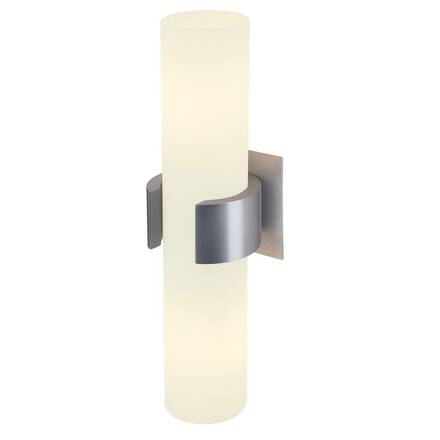 BIG WHITE DENA 2, nástěnné svítidlo, dvě žárovky, A60, kartáčovaný Al, D/Š/V 10/8/30, částečné satinované sklo, max. 80 W 147529