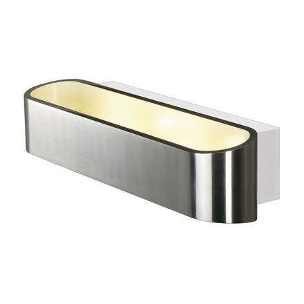 BIG WHITE ASSO 300, nástěnné svítidlo, LED, 3000K, oválné, kartáčovaný Al/bílé, D/Š/V 30/9,5/7 cm 151275