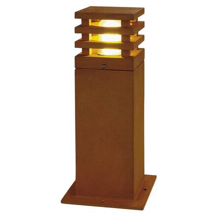 BIG WHITE RUSTY SQUARE 40, venkovní stojací lampa, TC-DSE, IP55, hranatá, železná, korodovaná, d/š/v 12/12/40 cm, max. 11W 22942