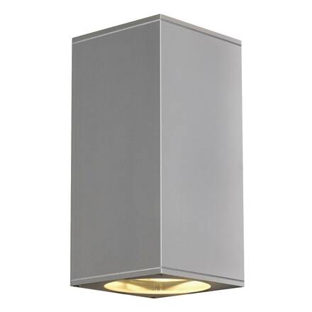BIG WHITE BIG THEO, venkovní nástěnné svítidlo, QPAR111, IP44, hranaté, up/down, stříbrošedé, max. 150 W 229574