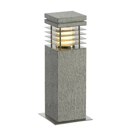 BIG WHITE ARROCK GRANITE, venkovní stojací lampa, TC-(D,H,T,Q)SE, IP44, hranaté, žula, sůl a pepř, žula, D/Š/V 12/12/40 cm, max.