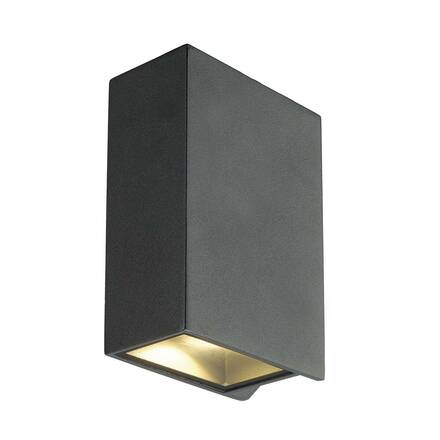 BIG WHITE QUAD 2 XL, nástěnné svítidlo, LED, 3000K, IP44, hranaté, up/down, antracit, 3,2 W 232445