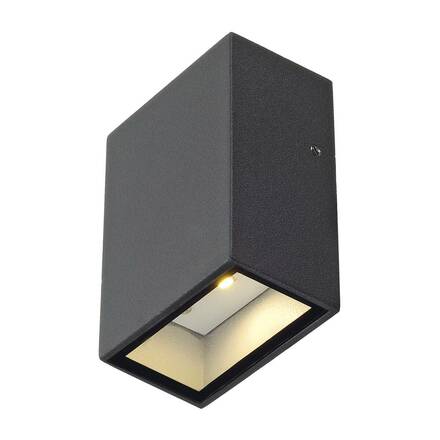 BIG WHITE QUAD 1, nástěnné svítidlo, LED, 3000K, IP44, hranaté, antracit, 4,6 W 232465