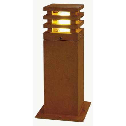 BIG WHITE RUSTY SQUARE 40, venkovní stojací lampa, LED, 3000K, hranatá, rezavé železo, D/Š/V 12/12/40 233427