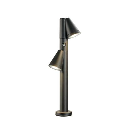 BIG WHITE (SLV) T-TUBE 70 POLE venkovní stojací svítidlo, GU10, dvojité, senzor, IP44, max. 10 W, černé 1008015