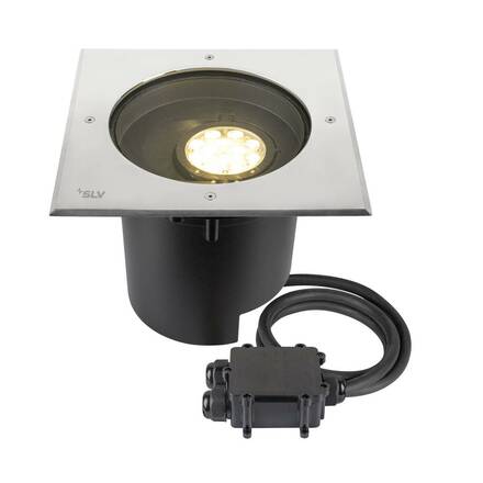 BIG WHITE (SLV) DASAR® XL svítidlo do země, asymetrické, 3000K, 70°/40°, IP65/IP67, čtvercové, nerezová ocel / černá 1009171