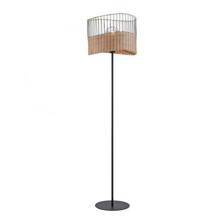 LEUCHTEN DIREKT is JUST LIGHT Stojací svítidlo z kovu a dřeva v rustikálním vintage designu