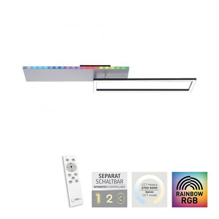 LEUCHTEN DIREKT is JUST LIGHT LED stropní svítidlo hranaté hliník CCT stmívatelné Rainbow RGB 2700-5000K LD 11326-95