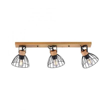 LEUCHTEN DIREKT is JUST LIGHT stropní svítidlo LAMI, 3 ramenné, dřevo, černé kovové stínítko, otočné