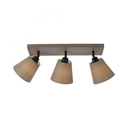 LEUCHTEN DIREKT is JUST LIGHT stropní svítidlo 3 ramenné, hranaté, taube, otočné, látkové stínidlo