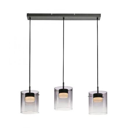 JUST LIGHT LED závěsné svítidlo černé 3-ramenné do jídelny, krokově stmívatelné 3000K