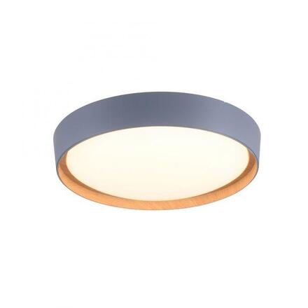 JUST LIGHT LED stropní svítidlo, kruhové, pr. 40 cm, stmívatelné, šedé, dekor dřeva, krokově stmívatelné 3000K