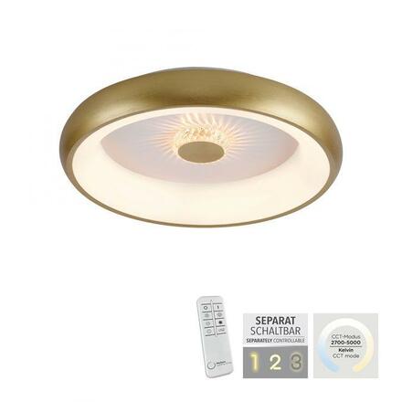 LEUCHTEN DIREKT is JUST LIGHT LED stropní svítidlo matná mosaz 50x50 kruhové křišťálový efekt stmívatelné CCT 2700-5000K LD 14384-60