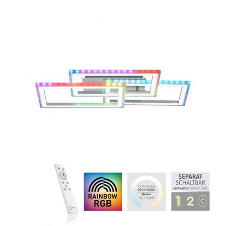 LEUCHTEN DIREKT is JUST LIGHT LED stropní svítidlo otočné, stříbrná barva, RGB Rainbow, stmívatelné RGB+2700-5000K
