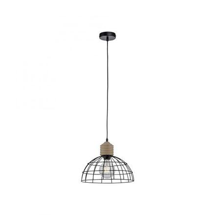 LEUCHTEN DIREKT is JUST LIGHT závěsné svítidlo 31x31 kovové stínítko přírodní dřevo černá 1 ramenné do kuchyně  LD 15121-18