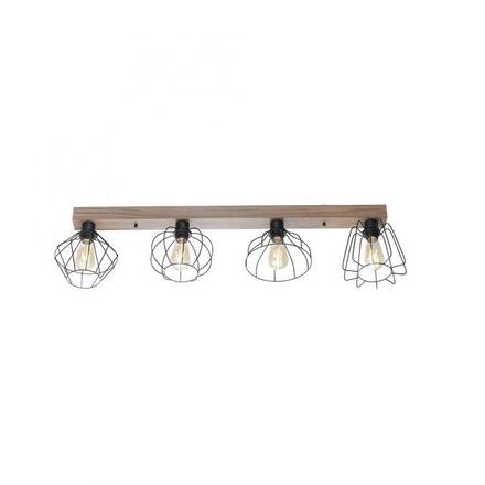 LEUCHTEN DIREKT is JUST LIGHT stropní svítidlo 4 ramenné, dřevodekor, černá, kovové stínítko, rustikální