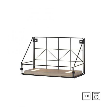 LEUCHTEN DIREKT is JUST LIGHT LED nástěnné svítidlo police 31x16,5x20cm, černé tělo ze dřeva, teplá bílá, vypínač 3000K