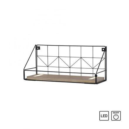LEUCHTEN DIREKT is JUST LIGHT LED nástěnné svítidlo, police 46x16x20cm, černá, tělo ze dřeva, teplá bílá, vypínač 3000K