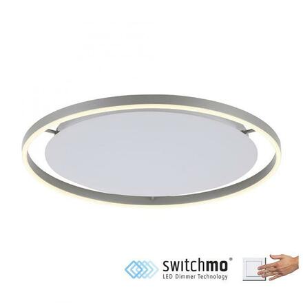 LEUCHTEN DIREKT is JUST LIGHT LED stropní svítidlo, hliník, kruhové, pr.60cm, stmívatelné, Switchmo, teplá bílá krokově stmívatelné 3000K