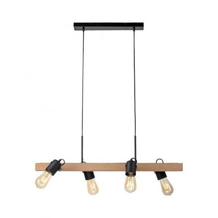 LEUCHTEN DIREKT is JUST LIGHT závěsné svítidlo CANOP, černá, 4 ramenné, dřevo, kov, industriální design