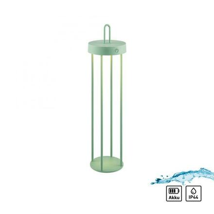 JUST LIGHT LED stolní lampa na baterie zelená 50cm dotykový stmívač IP44 zahradní svítidlo 2700K LD 19301-43