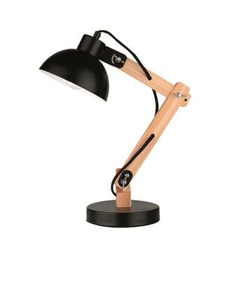 NOVA LUCE stolní lampa LILA černý kov a přírodní dřevo E27 1x12W 230V IP20 bez žárovky 671602