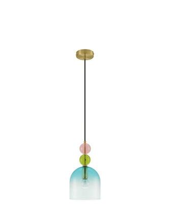 NOVA LUCE závěsné svítidlo MURANO zlatý kov lesklé světle zelené, modré a růžové sklo E14 1x5W 230V IP20 bez žárovky 9009233