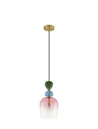 NOVA LUCE závěsné svítidlo MURANO zlatý kov lesklé tmavě zelené, modré a růžové sklo E14 1x5W 230V IP20 bez žárovky 9009234