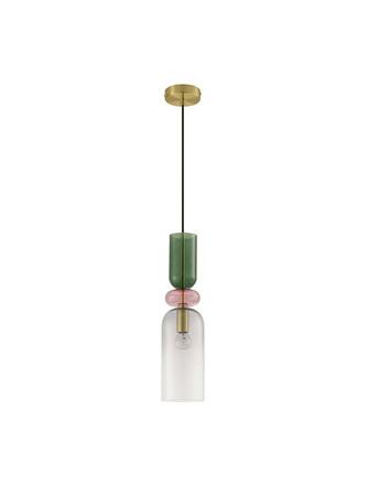 NOVA LUCE závěsné svítidlo MURANO zlatý kov lesklé tmavě zelené, růžové a světle šedé sklo E14 3x5W 230V IP20 bez žárovky 9009236