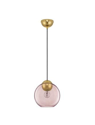 NOVA LUCE závěsné svítidlo MIDORI mosazný zlatý kov a růžové sklo E27 1x12W 230V IP20 bez žárovky 9009243