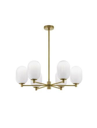 NOVA LUCE závěsné svítidlo BALOR opálové sklo a mosazný kov 6xG9 9009246