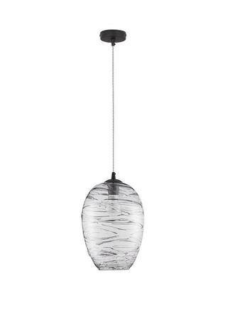 NOVA LUCE závěsné svítidlo EVLEEN matný černý kov a světle šedé sklo E27 1x12W 230V IP20 bez žárovky 9009259