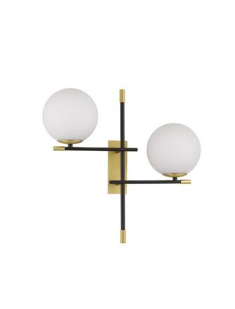 NOVA LUCE nástěnné svítidlo GITCHI matná černá a zlatý kov opálové sklo G9 2x5W 230V IP20 bez žárovky 9009297