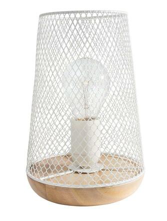 NOVA LUCE stolní lampa MARCO bílý kov přírodní dřevo E27 1x12W 230V IP20 bez žárovky 9014065