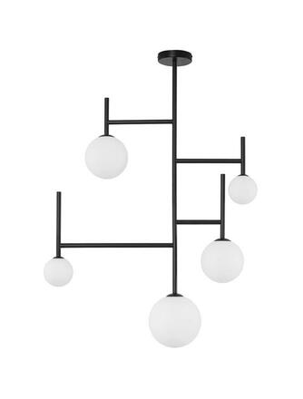 NOVA LUCE závěsné svítidlo LICATO opálové sklo černý hliník G9 5x5W 230V IP20 bez žárovky 9043304