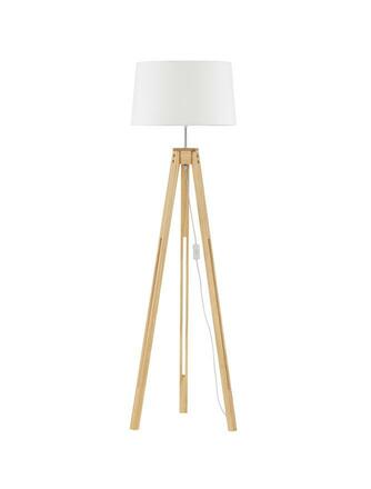 NOVA LUCE stojací lampa LE ROY bílé stínidlo přírodní dřevěná základna E27 1x12W 230V IP20 bez žárovky 9050165
