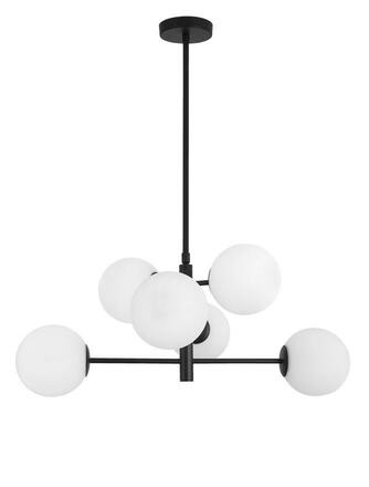 NOVA LUCE závěsné svítidlo IMPERO bílé matné sklo černý kov E14 6x5W IP20 bez žárovky 9100361