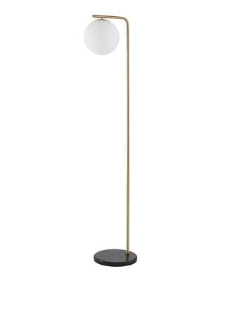 NOVA LUCE stojací lampa ALVAREZ saténový zlatý kov a černý mramor bílé opálové sklo E27 1x12W 230V bez žárovky IP20 9136702