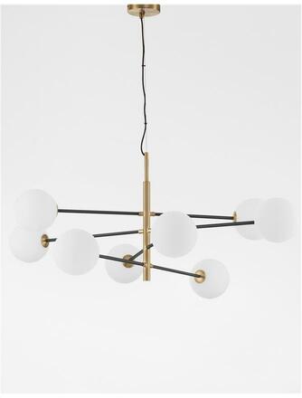 NOVA LUCE závěsné svítidlo VITRA saténový zlatý a černý kov bílé opálové sklo G9 8x5W 220V IP20 bez žárovky 9143308
